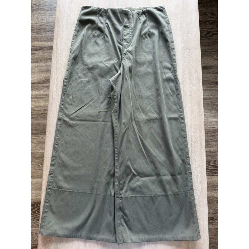 Spanx Stretch Twill Cropped Wide Leg Pant in Olive Green Size Large - Picture 3 of 8